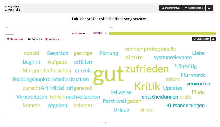 Antworten der offenen Fragen in wortwolke anzeigen