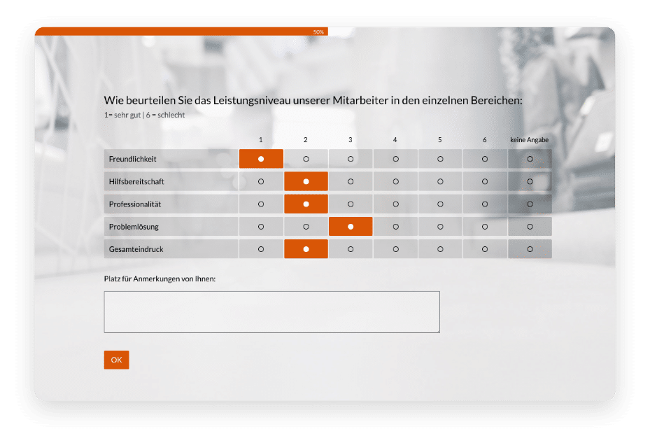 Umfrage zur Messung der Kundenzufriedenheit